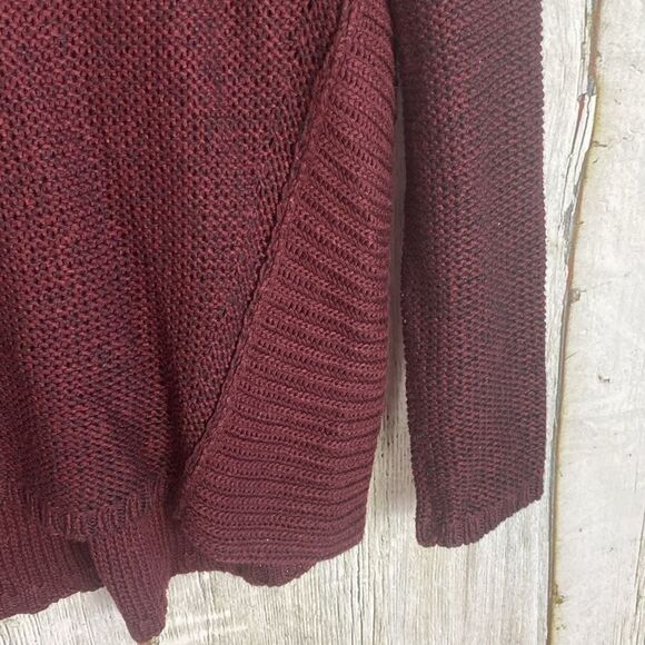 RD Style Knit Hi Low Crewneck Sweater Size M Burgundy 28 - Picture 5 of 9